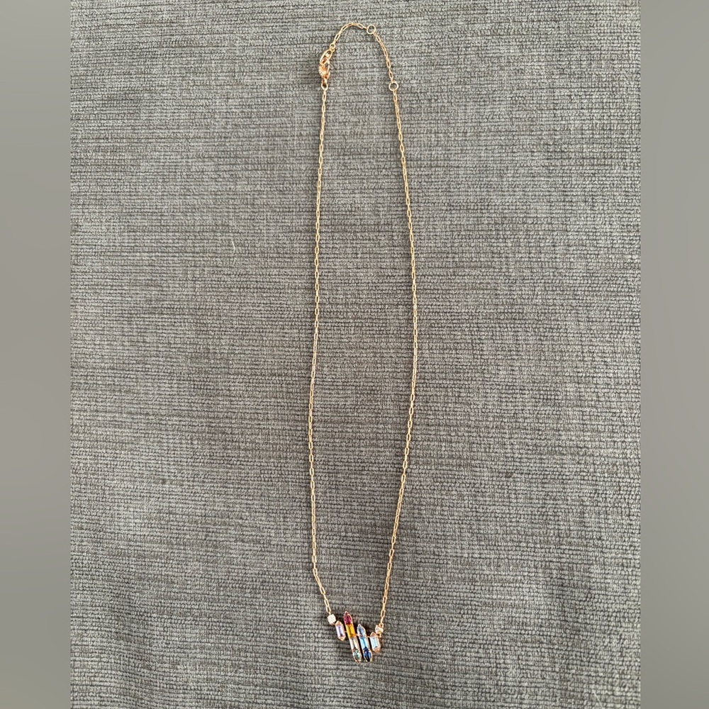 Nadri Rose Gold Necklace with vertical multicolor bars